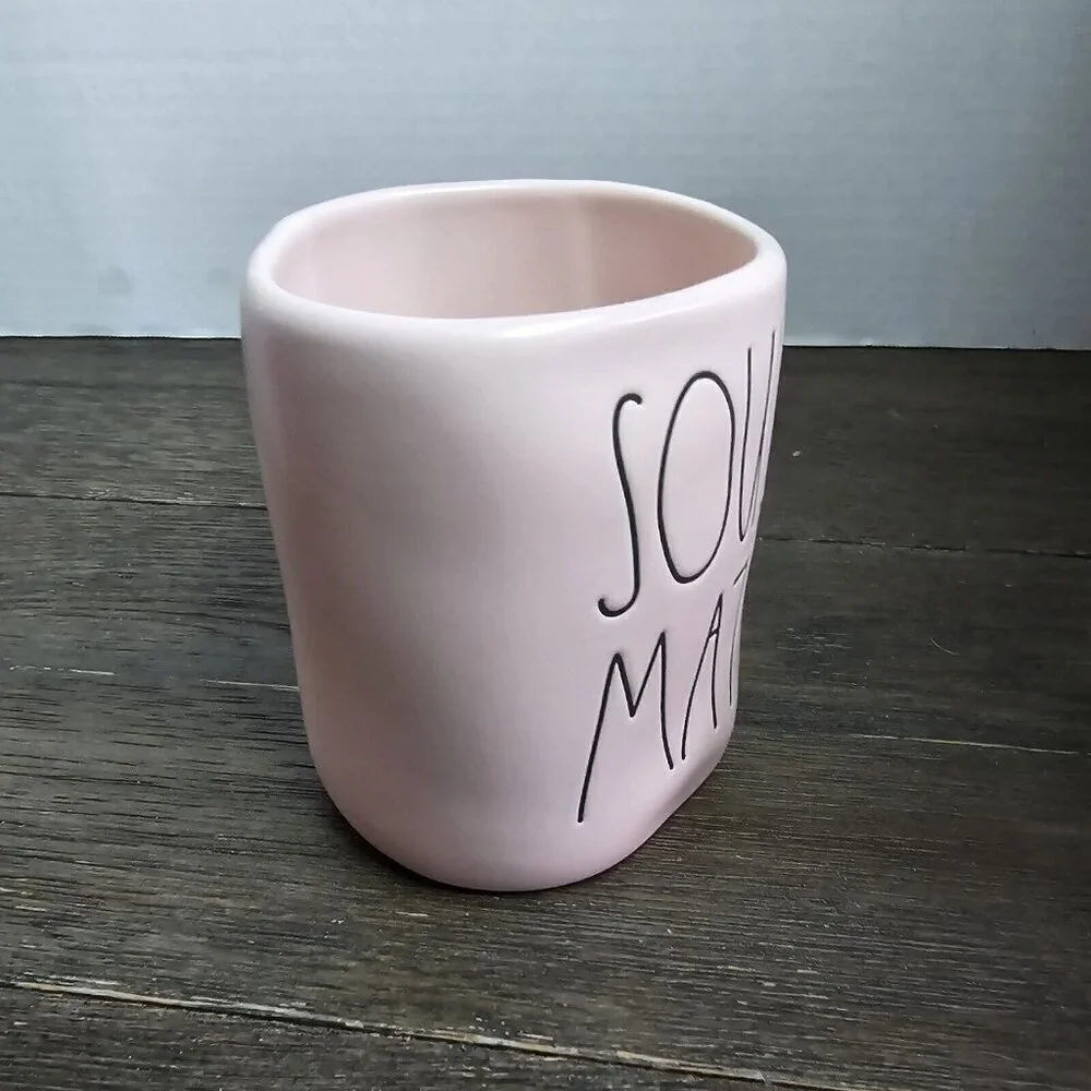 Rae Dunn Artisan Soul Mate Pink Coffee Mug Valentine's Day Farmhouse Magenta